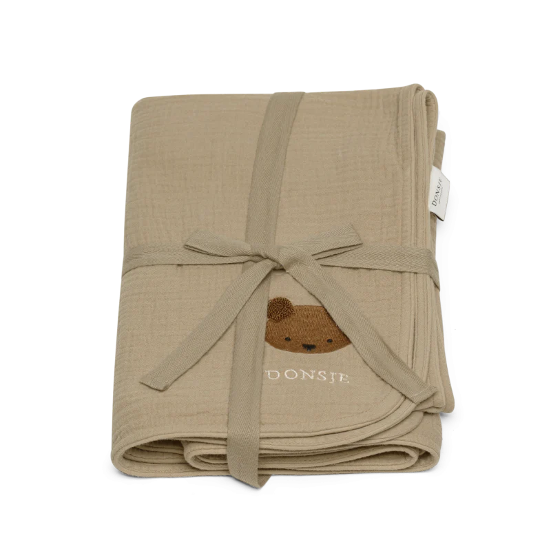 Ploekie Muslin Blanket XL | Bear | Taupe - Image 3