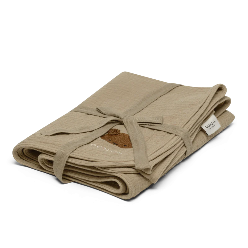 Ploekie Muslin Blanket XL | Bear | Taupe - Image 4