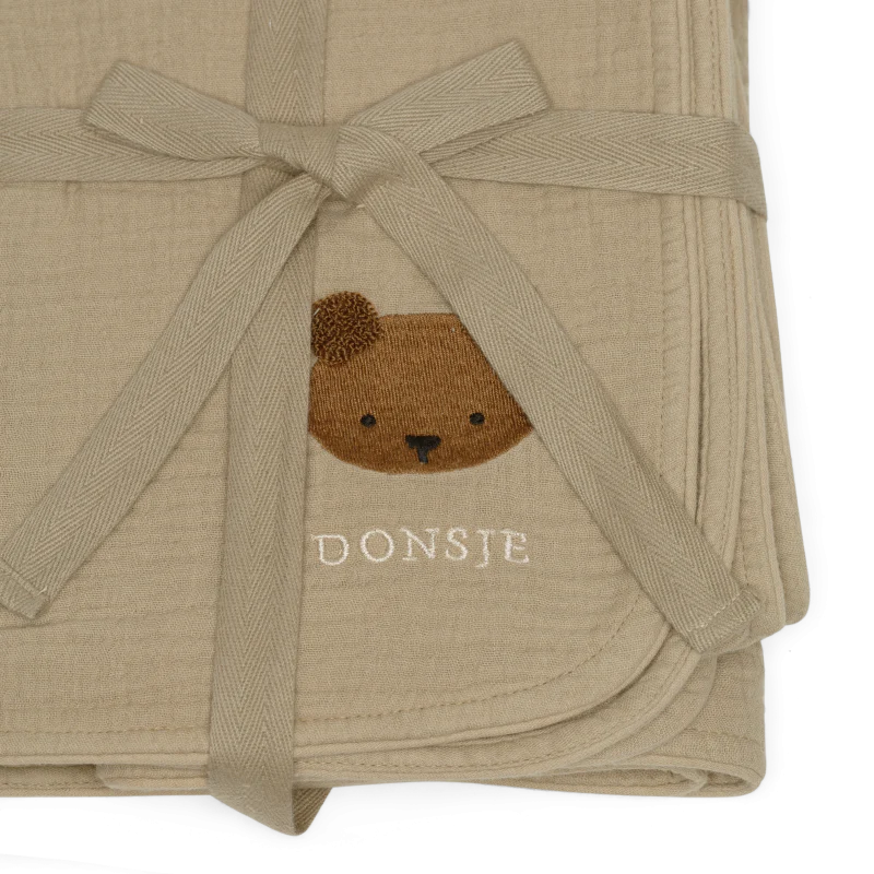 Ploekie Muslin Blanket XL | Bear | Taupe - Image 9