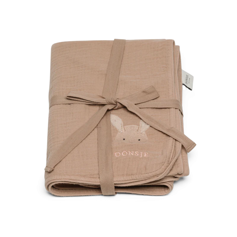 Ploekie Muslin Blanket XL | Fluffy Bunny | Rose Mocha - Image 4
