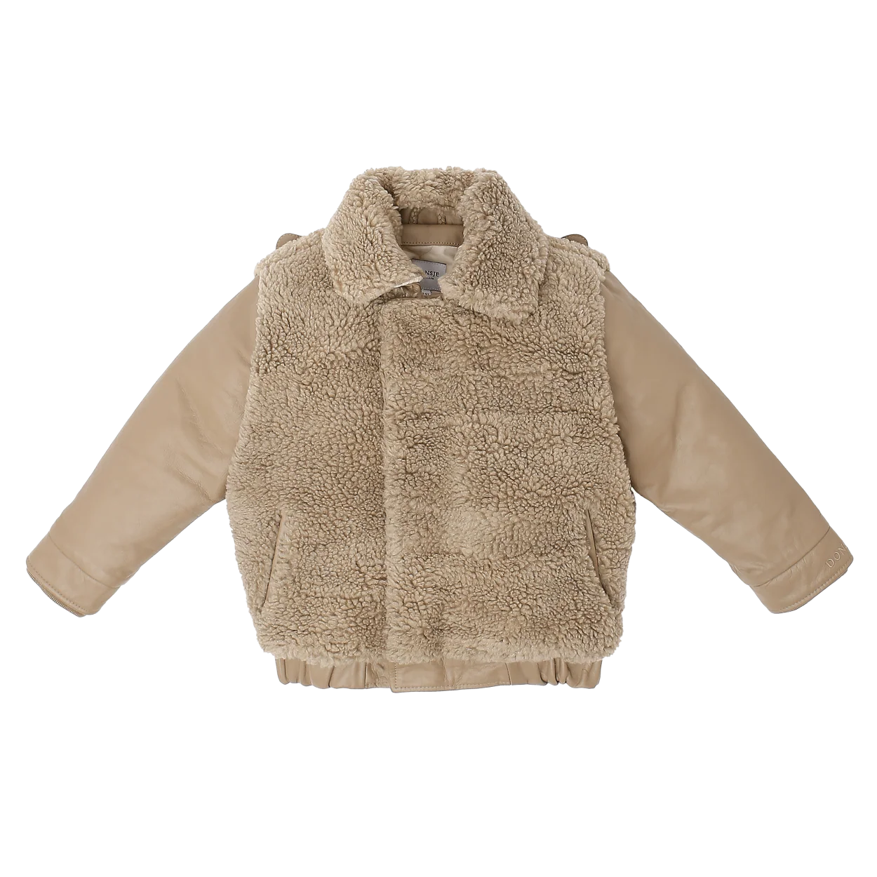 Yuki Leather Jacket | Alpaca | Beige Curly Faux Fur - Image 3